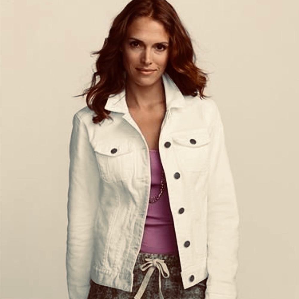 Eddie Bauer white jean jacket